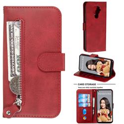 Retro Luxury Zipper Leather Phone Wallet Case for Huawei Mate 30 Lite(Nova 5i Pro) - Red