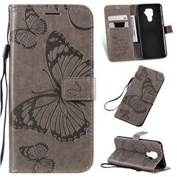 Embossing 3D Butterfly Leather Wallet Case for Huawei Mate 30 Lite(Nova 5i Pro) - Gray