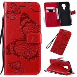 Embossing 3D Butterfly Leather Wallet Case for Huawei Mate 30 Lite(Nova 5i Pro) - Red