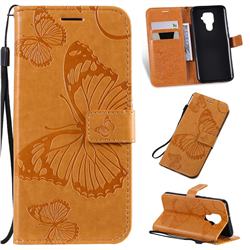 Embossing 3D Butterfly Leather Wallet Case for Huawei Mate 30 Lite(Nova 5i Pro) - Yellow