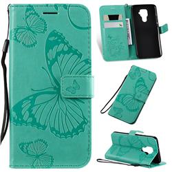 Embossing 3D Butterfly Leather Wallet Case for Huawei Mate 30 Lite(Nova 5i Pro) - Green