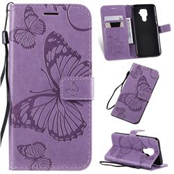 Embossing 3D Butterfly Leather Wallet Case for Huawei Mate 30 Lite(Nova 5i Pro) - Purple
