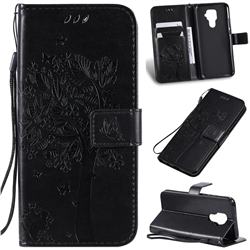 Embossing Butterfly Tree Leather Wallet Case for Huawei Mate 30 Lite(Nova 5i Pro) - Black