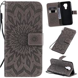 Embossing Sunflower Leather Wallet Case for Huawei Mate 30 Lite(Nova 5i Pro) - Gray