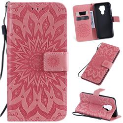 Embossing Sunflower Leather Wallet Case for Huawei Mate 30 Lite(Nova 5i Pro) - Pink