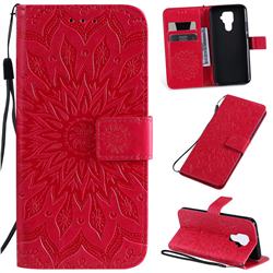 Embossing Sunflower Leather Wallet Case for Huawei Mate 30 Lite(Nova 5i Pro) - Red