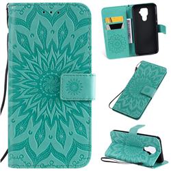 Embossing Sunflower Leather Wallet Case for Huawei Mate 30 Lite(Nova 5i Pro) - Green