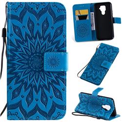 Embossing Sunflower Leather Wallet Case for Huawei Mate 30 Lite(Nova 5i Pro) - Blue