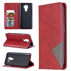 Prismatic Slim Magnetic Sucking Stitching Wallet Flip Cover for Huawei Mate 30 Lite(Nova 5i Pro) - Red