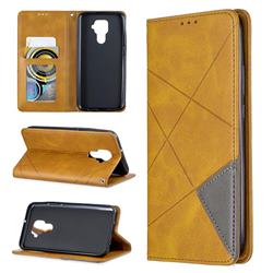 Prismatic Slim Magnetic Sucking Stitching Wallet Flip Cover for Huawei Mate 30 Lite(Nova 5i Pro) - Yellow