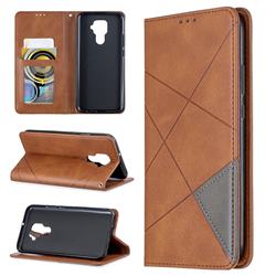 Prismatic Slim Magnetic Sucking Stitching Wallet Flip Cover for Huawei Mate 30 Lite(Nova 5i Pro) - Brown
