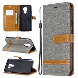 Jeans Cowboy Denim Leather Wallet Case for Huawei Mate 30 Lite(Nova 5i Pro) - Gray