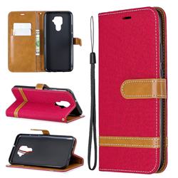 Jeans Cowboy Denim Leather Wallet Case for Huawei Mate 30 Lite(Nova 5i Pro) - Red