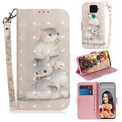 Three Squirrels 3D Painted Leather Wallet Phone Case for Huawei Mate 30 Lite(Nova 5i Pro)