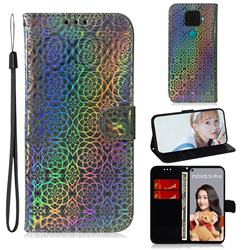 Laser Circle Shining Leather Wallet Phone Case for Huawei Mate 30 Lite(Nova 5i Pro) - Silver