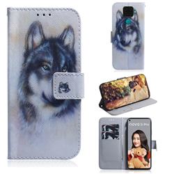 Snow Wolf PU Leather Wallet Case for Huawei Mate 30 Lite(Nova 5i Pro)
