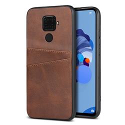 Simple Calf Card Slots Mobile Phone Back Cover for Huawei Mate 30 Lite(Nova 5i Pro) - Coffee