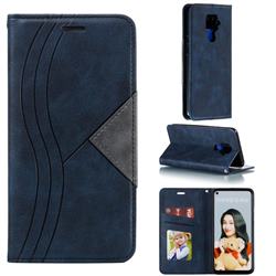 Retro S Streak Magnetic Leather Wallet Phone Case for Huawei Mate 30 Lite(Nova 5i Pro) - Blue