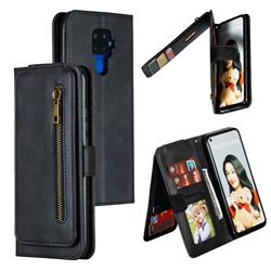 Multifunction 9 Cards Leather Zipper Wallet Phone Case for Huawei Mate 30 Lite(Nova 5i Pro) - Black