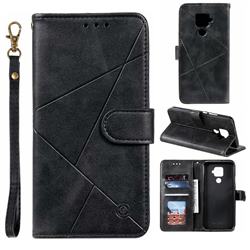 Embossing Geometric Leather Wallet Case for Huawei Mate 30 Lite(Nova 5i Pro) - Black