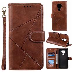 Embossing Geometric Leather Wallet Case for Huawei Mate 30 Lite(Nova 5i Pro) - Brown