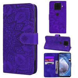 Retro Embossing Mandala Flower Leather Wallet Case for Huawei Mate 30 Lite(Nova 5i Pro) - Purple