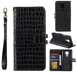 Luxury Crocodile Magnetic Leather Wallet Phone Case for Huawei Mate 30 Lite(Nova 5i Pro) - Black
