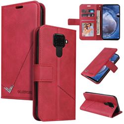 GQ.UTROBE Right Angle Silver Pendant Leather Wallet Phone Case for Huawei Mate 30 Lite(Nova 5i Pro) - Red