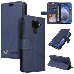 GQ.UTROBE Right Angle Silver Pendant Leather Wallet Phone Case for Huawei Mate 30 Lite(Nova 5i Pro) - Blue
