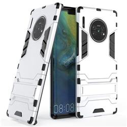 Armor Premium Tactical Grip Kickstand Shockproof Dual Layer Rugged Hard Cover for Huawei Mate 30 Pro - Silver