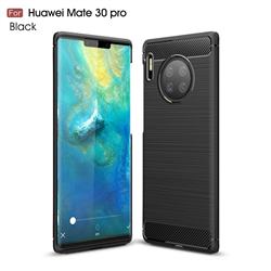 Luxury Carbon Fiber Brushed Wire Drawing Silicone TPU Back Cover for Huawei Mate 30 Pro - Black