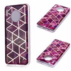Purple Rhombus Galvanized Rose Gold Marble Phone Back Cover for Huawei Mate 30 Pro