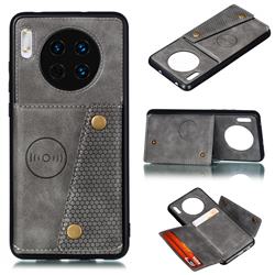Retro Multifunction Card Slots Stand Leather Coated Phone Back Cover for Huawei Mate 30 Pro - Gray