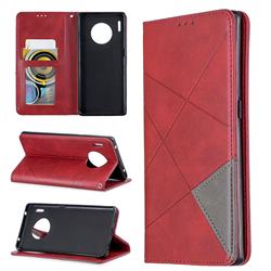 Prismatic Slim Magnetic Sucking Stitching Wallet Flip Cover for Huawei Mate 30 Pro - Red