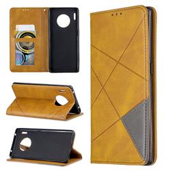 Prismatic Slim Magnetic Sucking Stitching Wallet Flip Cover for Huawei Mate 30 Pro - Yellow