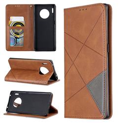 Prismatic Slim Magnetic Sucking Stitching Wallet Flip Cover for Huawei Mate 30 Pro - Brown