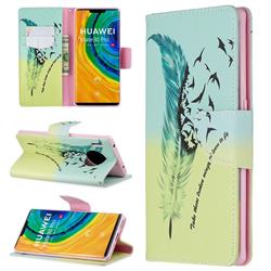 Feather Bird Leather Wallet Case for Huawei Mate 30 Pro