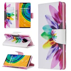 Seven-color Flowers Leather Wallet Case for Huawei Mate 30 Pro