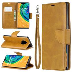 Classic Sheepskin PU Leather Phone Wallet Case for Huawei Mate 30 Pro - Yellow