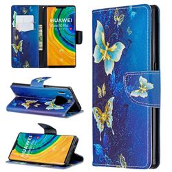 Golden Butterflies Leather Wallet Case for Huawei Mate 30 Pro