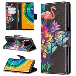 Flowers Flamingos Leather Wallet Case for Huawei Mate 30 Pro