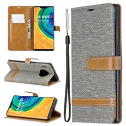 Jeans Cowboy Denim Leather Wallet Case for Huawei Mate 30 Pro - Gray
