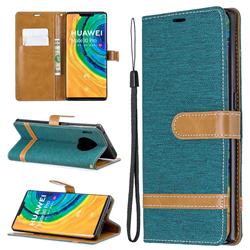 Jeans Cowboy Denim Leather Wallet Case for Huawei Mate 30 Pro - Green