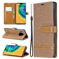 Jeans Cowboy Denim Leather Wallet Case for Huawei Mate 30 Pro - Brown