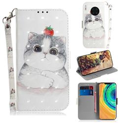Cute Tomato Cat 3D Painted Leather Wallet Phone Case for Huawei Mate 30 Pro