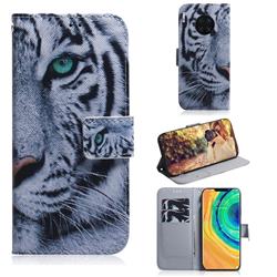 White Tiger PU Leather Wallet Case for Huawei Mate 30 Pro