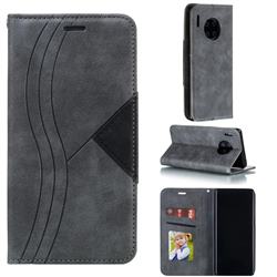 Retro S Streak Magnetic Leather Wallet Phone Case for Huawei Mate 30 Pro - Gray