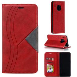 Retro S Streak Magnetic Leather Wallet Phone Case for Huawei Mate 30 Pro - Red