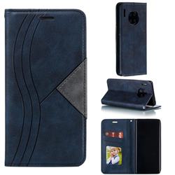 Retro S Streak Magnetic Leather Wallet Phone Case for Huawei Mate 30 Pro - Blue
