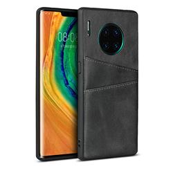 Simple Calf Card Slots Mobile Phone Back Cover for Huawei Mate 30 Pro - Black